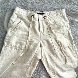 Linen oatmeal wide leg pants
